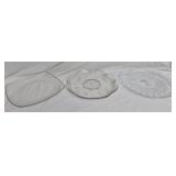 3 glass serving platters