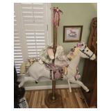 Plastic and wood base horse