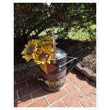 Vtg Handpainted metal water can