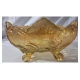 Carnival glass footed bowl