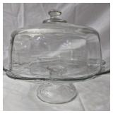 Vtg Anchor Hocking Savannah pattern cake stand