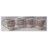 4 Churchill Willow Rosa Pink mugs
