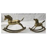Pair of brass rocking horses