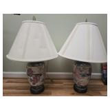 Pair of porcelain Asian style lamps