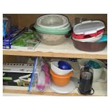 Cabinet of Tupperware Metal Bowl Slicer Etc