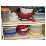 Cabinet of Tupperware Pitcher Containers Etc
