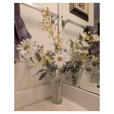 Crystal vase with faux flowers