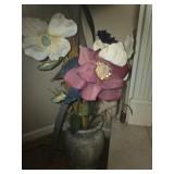Heavy marble flower vase with faux flowers