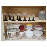 Shelves of Misc Glasses Bowls Mug Bowls Etc