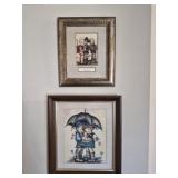 2 Vtg framed print M.I. Hummel artwork
