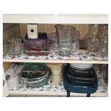 Cabinet Lot of Pyrex Casserole Dishes Pitchers Etc