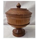 Vtg Swedish handmade ash wood pedestal bowl