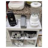 Decorative White Shelf & Misc Kitchen Appliances