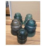 Lot of 5 vintage Hemingray Insulators