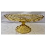 Vintage amber glass Anchor Hocking cake stand