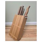 Vintage knife block with knives