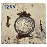 Rare 1853 seated liberty Silver Dime