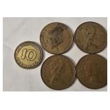 Queen Elizabeth bronze coins