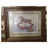 Framed rocking horse print