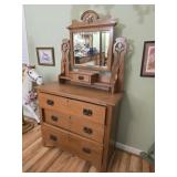 3 drawer light wood dresser with mirror