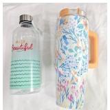 Floral Tumbler Cup & Plastic Water Bottle