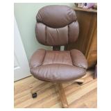 Wood base leather like office chair