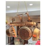 Turkish Hanging Copper Pot Rack & Contents