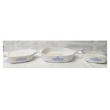 3 pc Blue Flower Corning Ware Dishes