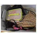 Grey container full of purses