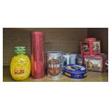 Estate lot of tin containers & more