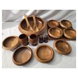 vintage (MCM) teak wood salad serving set