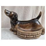 Vintage mid century ceramic dachshund planter
