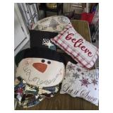 Bag of approx 8 throw pillows mostly Christmas