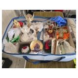 Tote with various Christmas ornaments