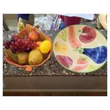Fruit Pattern Platter Ceramic Leaf Bowl Faux Fruit