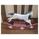 Vtg hand-painted wooden folk art rocking horse