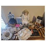 Estate lot of misc items decor doll & more