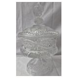 Vintage footed crystal candy dish CHIPPED
