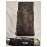 Leather pouch monogram BEM and case knife