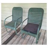 Lot of 2 Metal Green Vintage Chairs