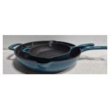 2 Turquoise enameled cast iron skillet
