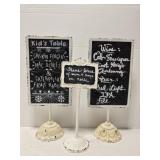 Lot of 3 metal chalkboard signs