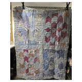 77" by 57" vintage handmade quilt