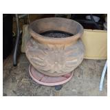 Heavy Terracotta Sun Pattern Flower Pot