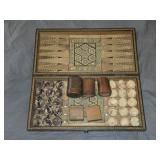 Wooden Game Case with Game Pieces Inside