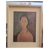 Print on board of "Girl With Pigtails" Italian