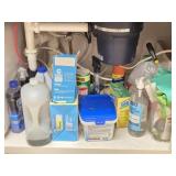 Cabinet Lot of Misc Cleaning Supplies