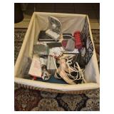 Basket w art supplies & more Basket is broken