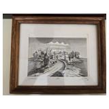 Signed 1995 print of a windmill