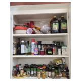 Large cabinet lot of spices seasonings & oils